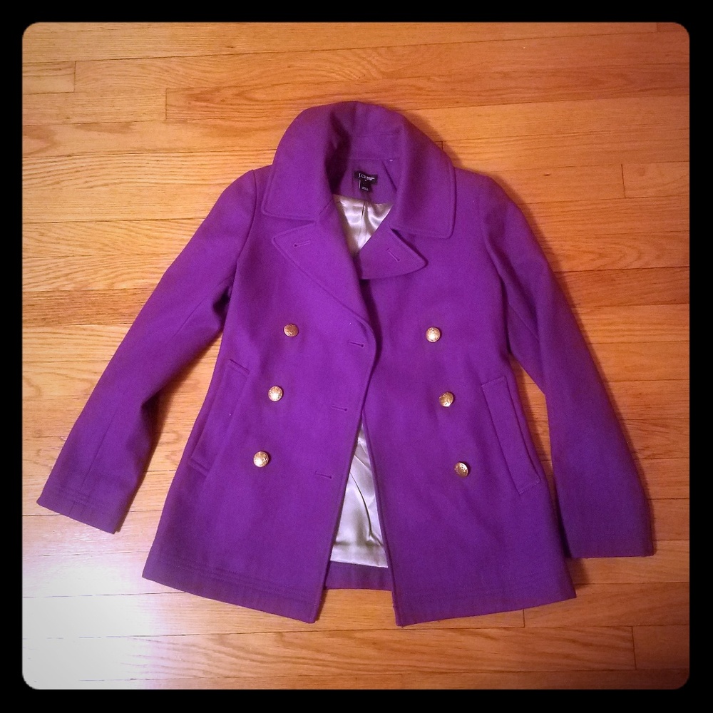J. Crew Factory Purple Double Breasted Pea Coat
